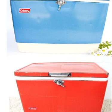 Retro Red and Blue Coleman Cooler (Sold Separately) 