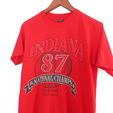 vintage Indiana shirt / 80s baskeball shirt / 1980s Indiana Hoosiers National Champions 1987 basketball shirt Small 