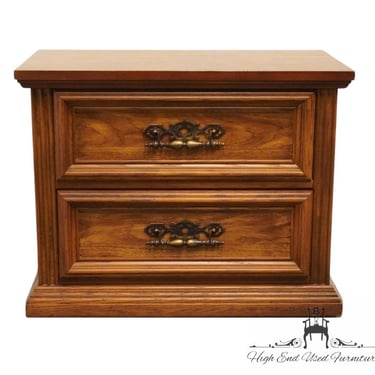 DREXEL FURNITURE Lisbon Collection Solid Pecan Rustic European 28" Two Drawer Nightstand 212-24-270 