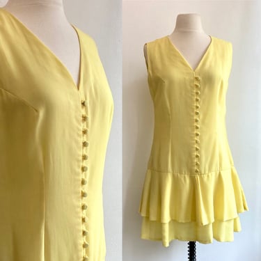 Vintage 60's Flouncy MOD MINI Dress / SILK Chiffon / Carol Craig 