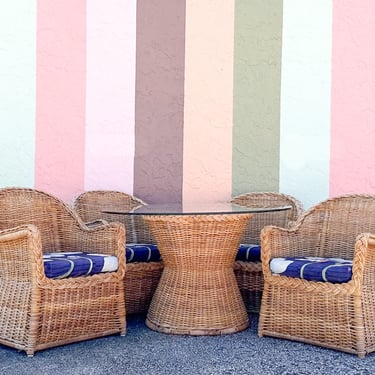 Braided Rattan Dining Set