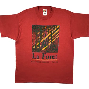 Vintage 90s “La Foret” Black Forrest Colorado Abstract Art Style Graphic T-Shirt Size Large 