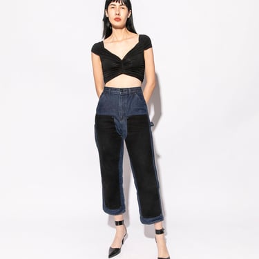 OFF-WHITE Black Ruched Cropped Blouse (Sz. XS)