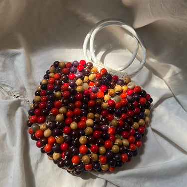 Colorful Wood Beaded Handbag 