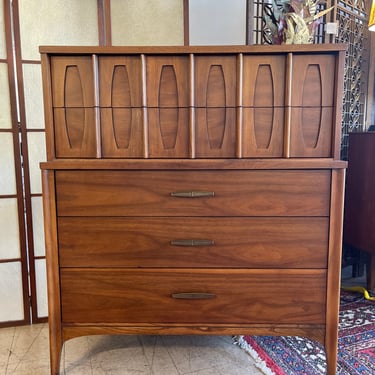 Mid Century Walnut Kent Coffey ‘Townhouse’ Highboy Dresser