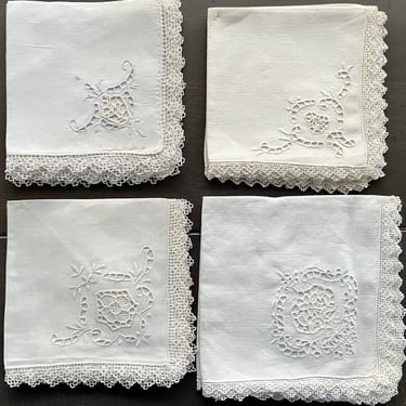 Italian needle lace napkins unique sets of 4 