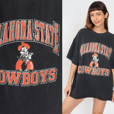 90s OSU Shirt Oklahoma State Shirt Cowboys University TShirt Logo Athletic College Sports Graphic Tee Retro Vintage Black Tee Extra Large xl 