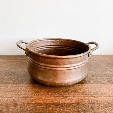 Vintage Turkish Copper Hand-Forged Cooking Pot 