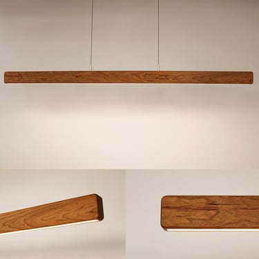 Linear Suspension LED Pendant in Gummy Cherry Wood | 59