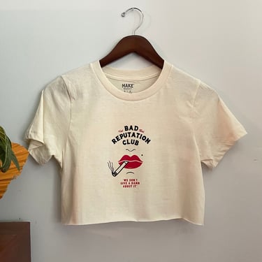 Bad Reputation Club off-white cotton cropped tee 