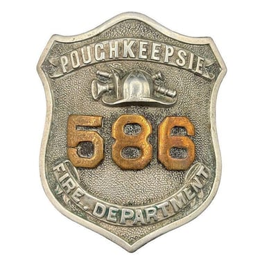 Rare Edwardian Era Poughkeepsie NY Fire Department Badge Dutchess County Badge 