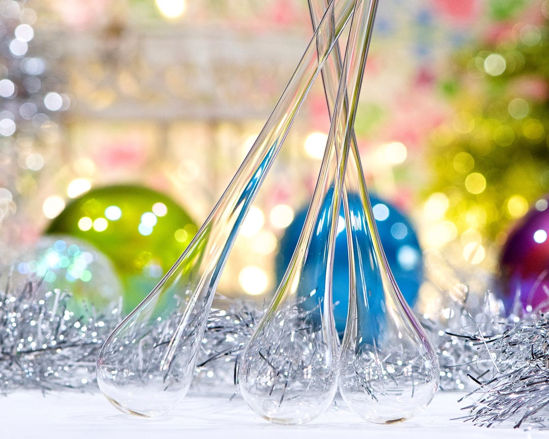 VINTAGE 4pc Large 7" Silvestri Blown Glass Ornaments Blown Icicle Dan's and Adi Home Decor