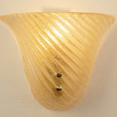 Italian amber gold Murano glass wall lamp, Made in Italy vintage wall sconce 