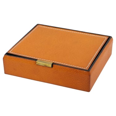Longchamp France 1940s Hand-Stitched Leather Box