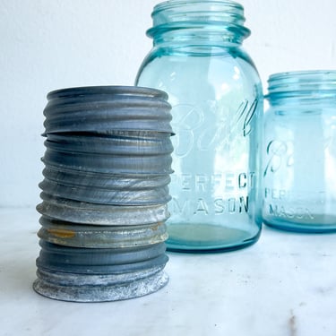 Antique Zinc Canning Jar Lid Ball Jar Lid Mason Atlas Jar Lid Metal and Porcelain Jar Lid Screw On Lid Quart Jar Pint Jar Canning Supplies 