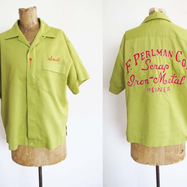 Vintage 50s 60s Hilton Bowling Shirt Mustard Yellow | Fenix
