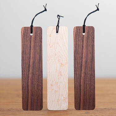 Set of 3 Bookmarks, choose from walnut & birdseye maple, great gift for readers and bookworms 
