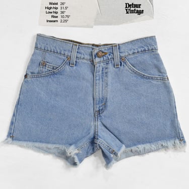 Vintage Levi's 910 Jean Shorts 5 Tag, 26 Waist, 1990s Made in USA, 100% Cotton Denim, Zipper Fly Cut-offs 