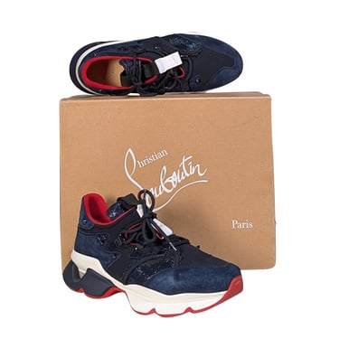 Christian Louboutin - Navy Suede & Metallic Sneakers Sz 9.5