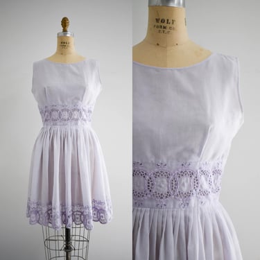 1960s Lavender Eyelet Dress 