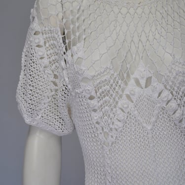 vintage 1970s does 1930s white crochet Lim's dress XS/S 