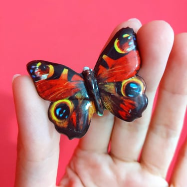 Cute Vintage 70s 80s Small Butterfly Pressed Metal Pin 