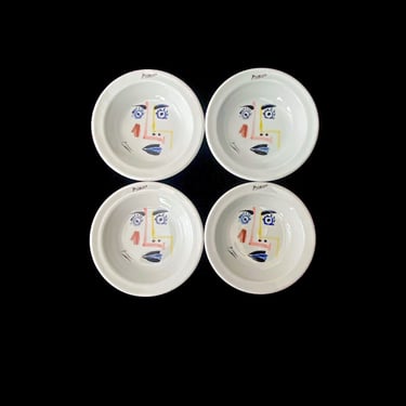 Vintage Modern Art Victoria Porcelain Collection Picasso FACES Limited Edition Set of 4 Small 4 5/8" Fruit Bowls or Trinket Bowls 