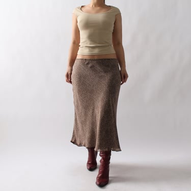 2000s Printed Bias Cut Silk Skirt - W32