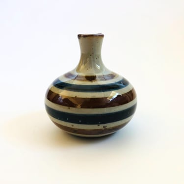 Striped Pottery Bud Vase 