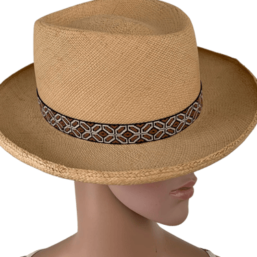 70s Panama Hat 6 7/8 Straw Summer Eddie Bauer By Stetson