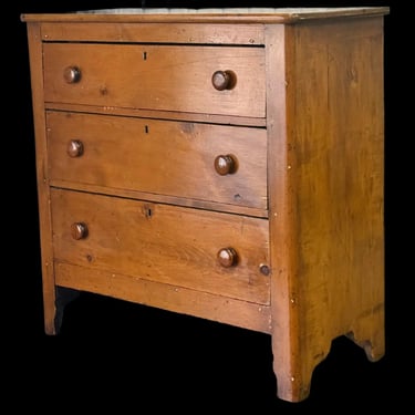 Late 19th Century Rustic Pine 3 Drawer Commode 