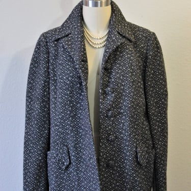 Vintage 1940s 50s Walda Scott Original Gray White Speckled Tweed Wool Jacket coat // US 4 6 8 Small Medium 