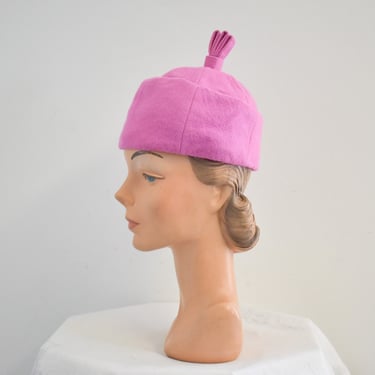 1960s YSL Orchid Pink Hat with Top Loops 