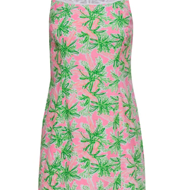 Lilly Pulitzer - Neon Pink & Green Garden Print Dress w/ Lace Details Sz 2