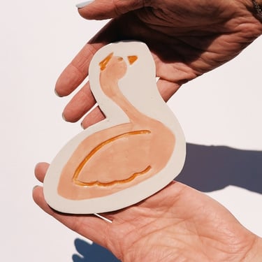 ceramic trinket dish. swan 01. ring or jewelry tray. glazed stoneware. 4 inch plate. 