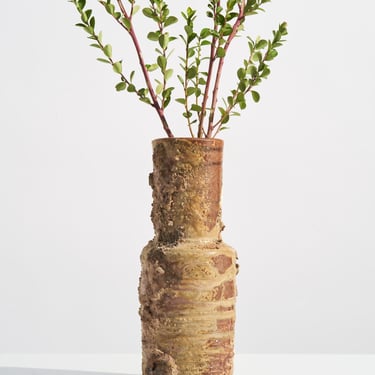 Vintage Brutalist Studio Art Pottery Vase // Chunky Abstract Design with Rough Textural Finish // Artist Signed and Dated 