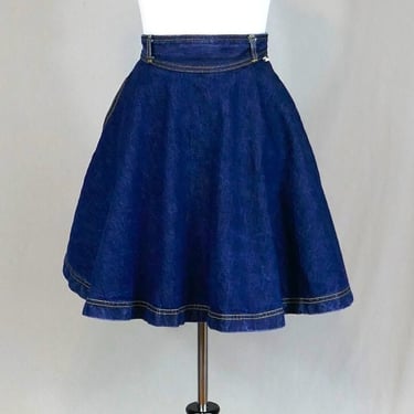 80s Guess Jean Skirt - 27" waist - Full Cut, Dark Wash Denim - dated 1986 Georges Marciano - Vintage 1980s 