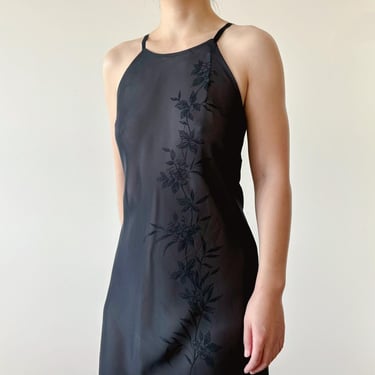 vintage dress maxi dress lbd little black dress floral 90s dress Y2K camisole dress black minimalist capsule wardrobe size M 