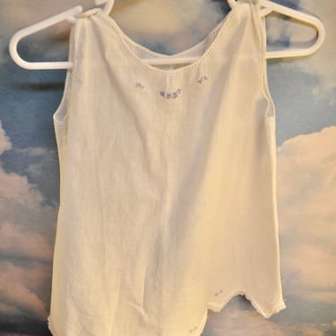 Heirloom Baby Slip White Cotton Hand Embroidery Lace Detailing Ruffled Lace & Embroidery Scallop Hem Intricate Master Handmade Detailing 