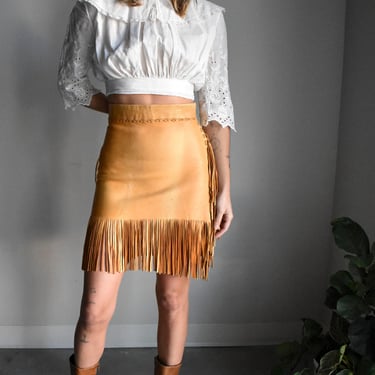 Vintage Western Buckskin Fringe Skirt 