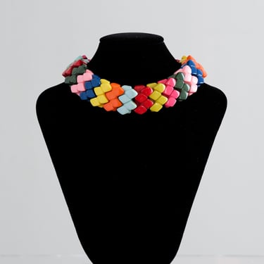 Vintage 1980's Statement Acrylic Collar Necklace by Dominique Denaive / OS