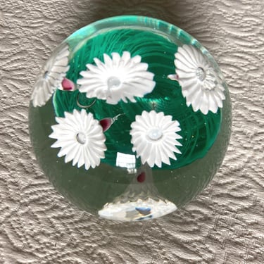 Murano WHITE Millefiori Flower Garden Bouquet ~ Wonderful Art Glass Paperweight~ Venetian Italian Artist 