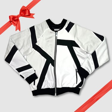 in-stock holiday - SIZE: S/M - white + black stripes bomber