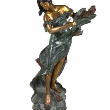Bronze, Statue, Monumental, Signed, After Mathurin Moreau, La glaneuse, 1900's