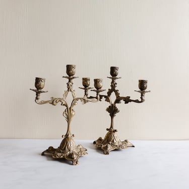 turn of the century French art nouveau brass candelabra