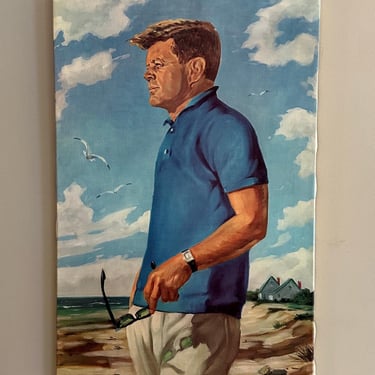 1965 JFK Print on Canvas Artist R. Mondello John F. Kennedy 20” x 30” - Free Shipping 