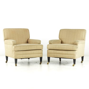 Dunbar Walnut Mid Century Lounge Chairs - Pair - mcm 