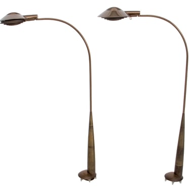 Cedric Hartman Model 91 CO Bronze Floor Lamps, Pair