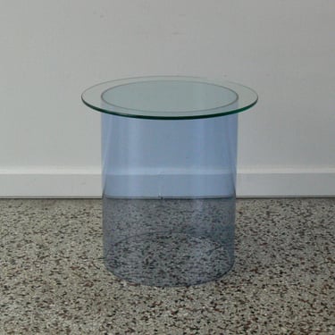 Paul Mayan Inspired Post Modern Cylinder Shaped Glass Side Table 