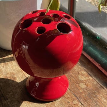 Vintage Red Italian Pottery Frog Mushroom Pottery Form Planter Italy Bitossi 